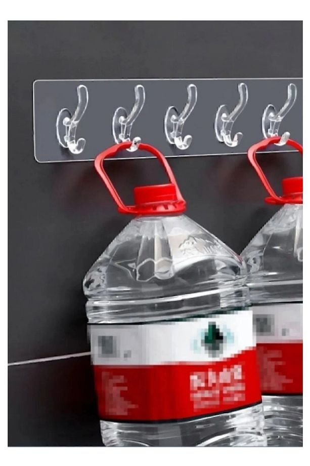 5'li Kendinden Yapışkanlı Güçlü Slikon Yapışkanlı Şeffaf Askılık Kapı Arkası Mutfak Duvar Banyo Askı - 4
