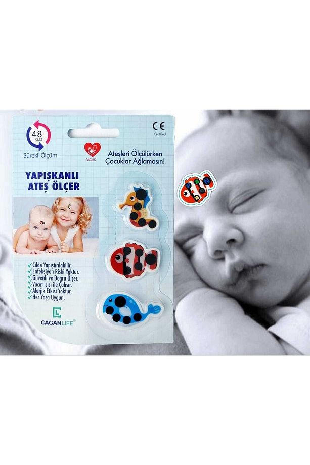 1 Adet Sticker Şeklinde Çocuk & Bebek Için Yapışkanlı Ateş Ölçer - 1