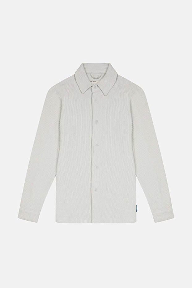 Waffle Gömlek - Açık Gri - 1