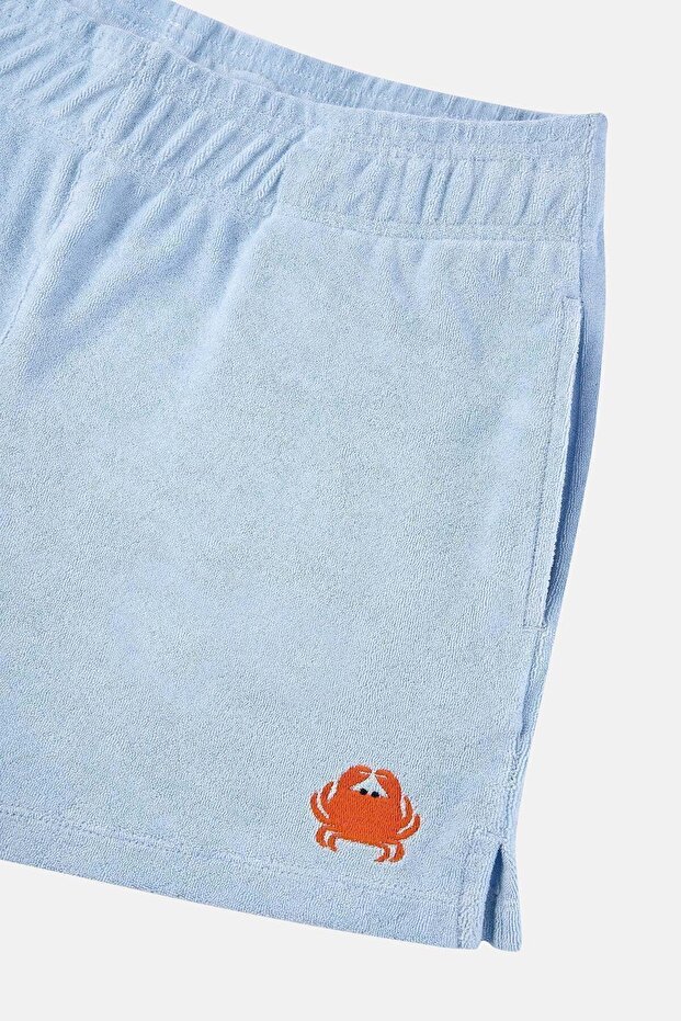 Yengeç Terry Kadın Şort - Açık Mavi - 3