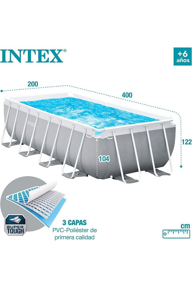 İntex 26790 Dikdörtgen Prefabrik Aile Havuzu 400x200x122cm Merdiven ve 220v Filitreli Set - 6