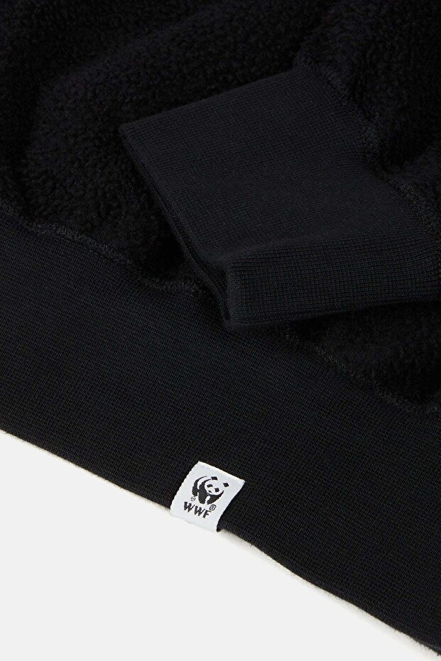 Teddy Çift Taraflı Sweatshirt - Siyah - 5