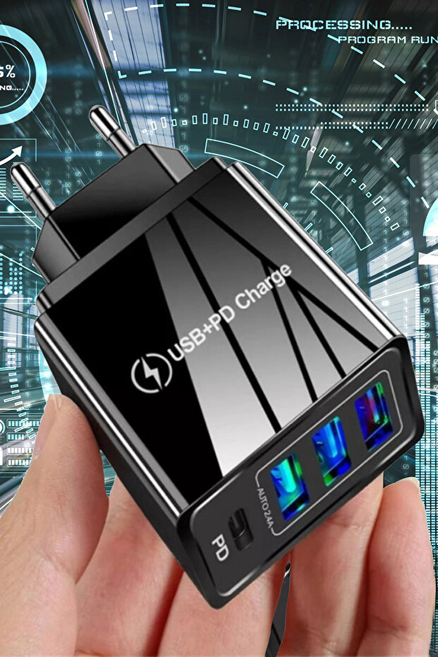 C4 PD (Type-C) + 3 Port Micro Usb Girişli Şarj Adaptörü - 2