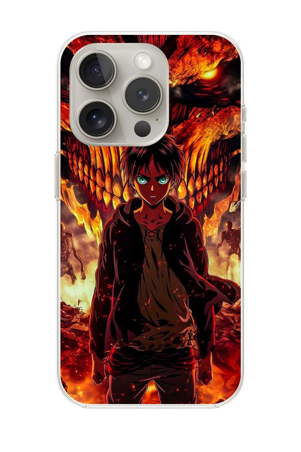 حافظة شفافة متوافقة مع هاتف iPhone 14 Pro Max بتصميم Attack on Titan 3