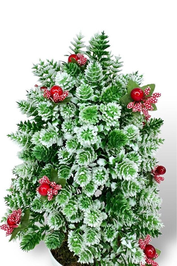 Yapay Çiçek Yılbaşı Çam Ağacı Kokinalı Karlı Kayın Siyah Saksılı - 5