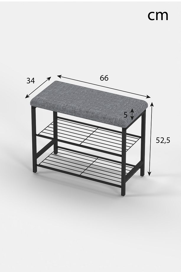Ludlow 2 Raflı Metal Oturaklı Puflu Ayakkabılık 2 Katlı Çok Amaçlı Raf Ayakkabı Raf - 4