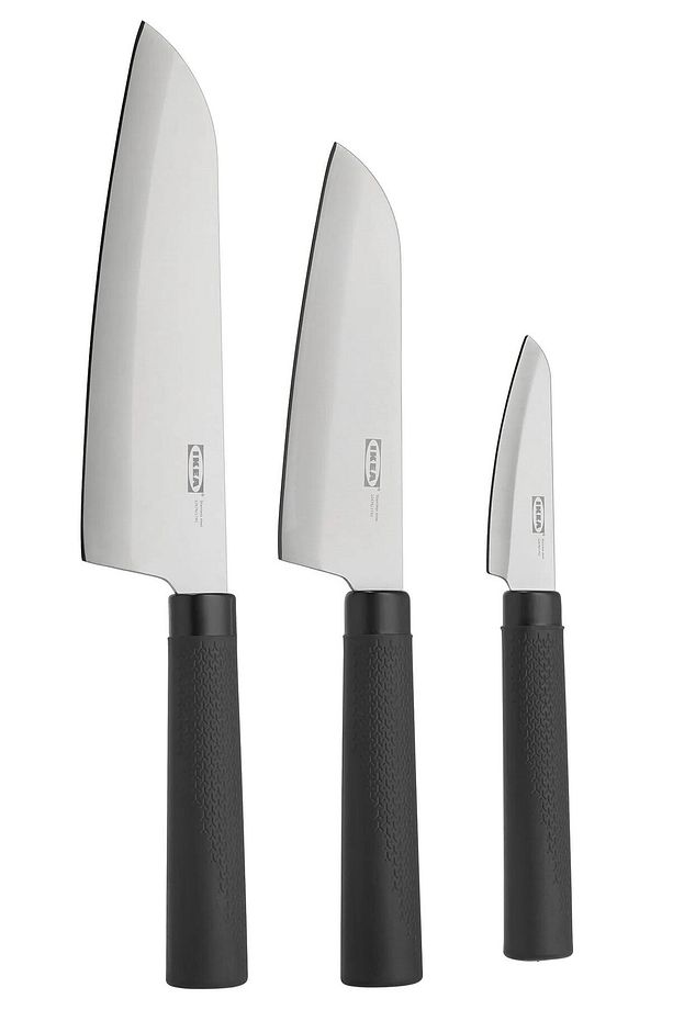 3'lü Bıçak Seti Ikea 2 Adet Aşçı Bıçağı + 1 Adet Soyma Bıçağı Bıçak Set Siyah Renk Paslanmaz Çelik - 1