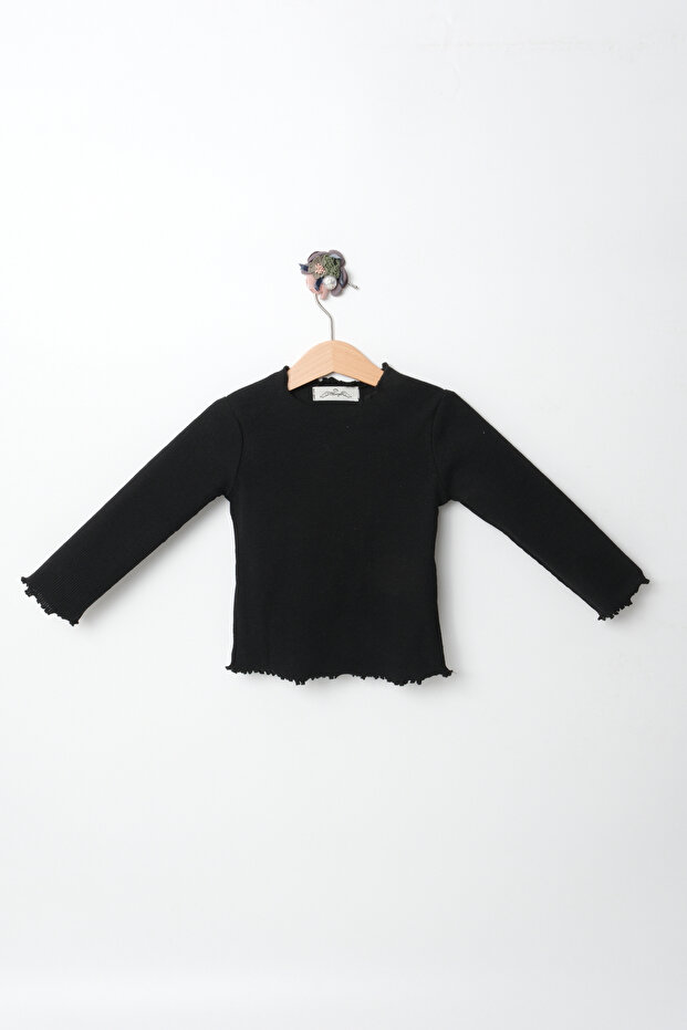 Siyah Çocuk Fitilli Örme Badi - 1