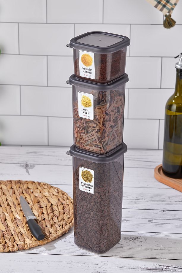 24'lü 48 Parça Big Mega Kare Erzak ve Bakliyat Saklama Kabı Seti 8x(0,50 LT-1,10 LT-1,70 LT)Etiketli - 5