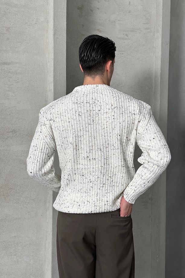 Erkek Fitilli Örme Oversize Kazak - 6