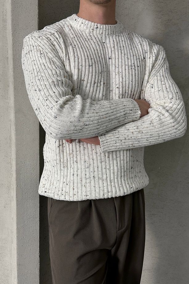 Erkek Fitilli Örme Oversize Kazak - 1
