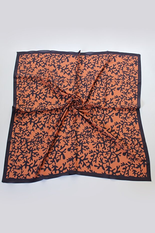 Cinnamon Patterned Moss Crepe Scarf