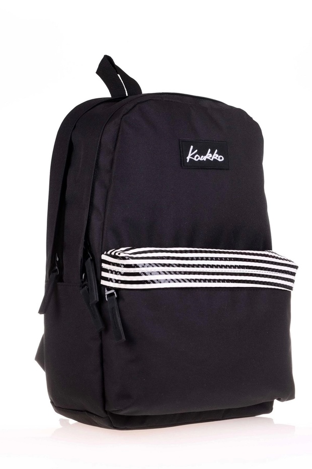 Black Striped Basic Color Backpack - 3