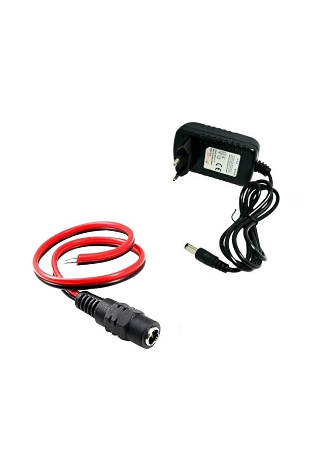 12V 1A Modem ve Arduino Uyumlu Priz Tipi Adaptör ve Güç Soketi 2.1mm DC Barrel Dişi Jack Kablosu - 4