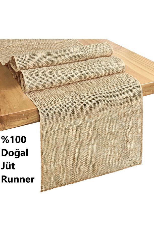 %100 Doğal Jüt Runner, Dekoratif Hasır Kumaş Masa Örtüsü, Otantik Runner - 1