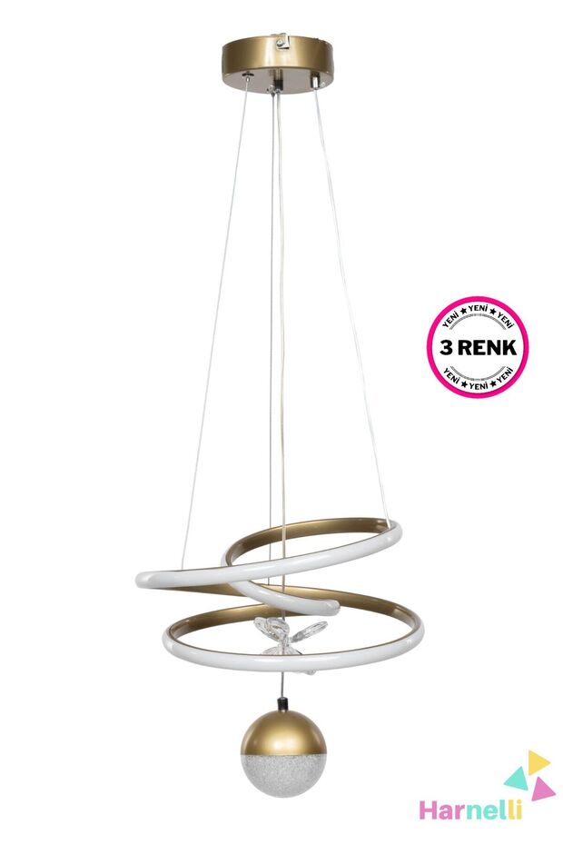 3 Renk Yanabilen Şeker Camlı Modern Ledli Avize - 4