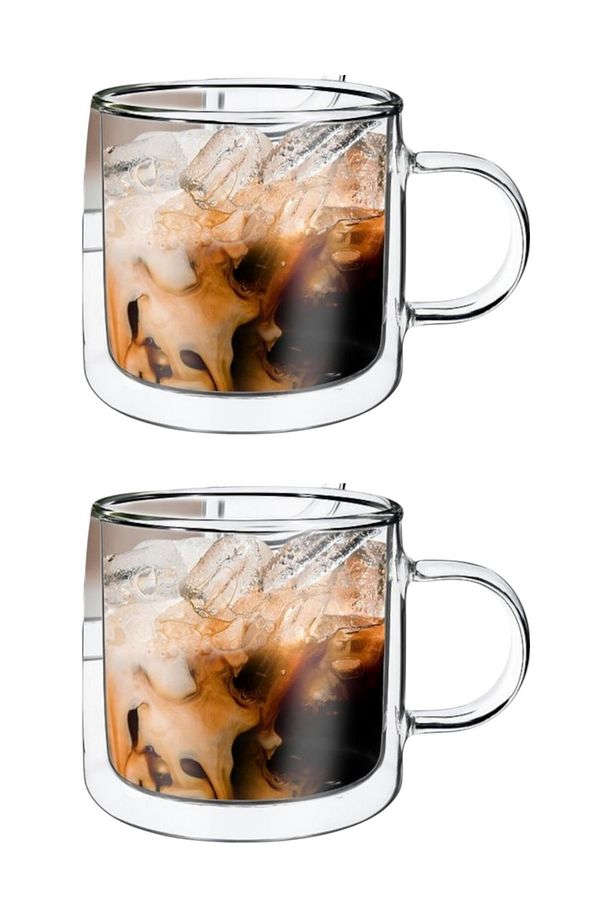Çift Cidarlı Kahve,Latte,Çay Bardağı Seti -250 ML Cam Kupa Seti 2 Adet 2128 - 1
