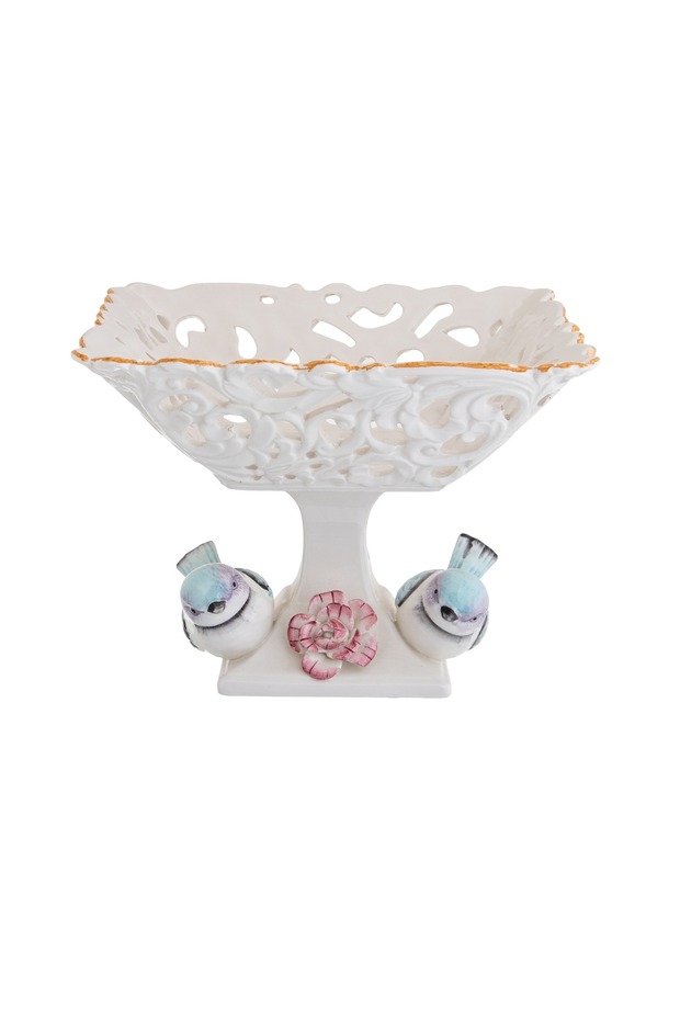 Ceramic serving dish with base - 1