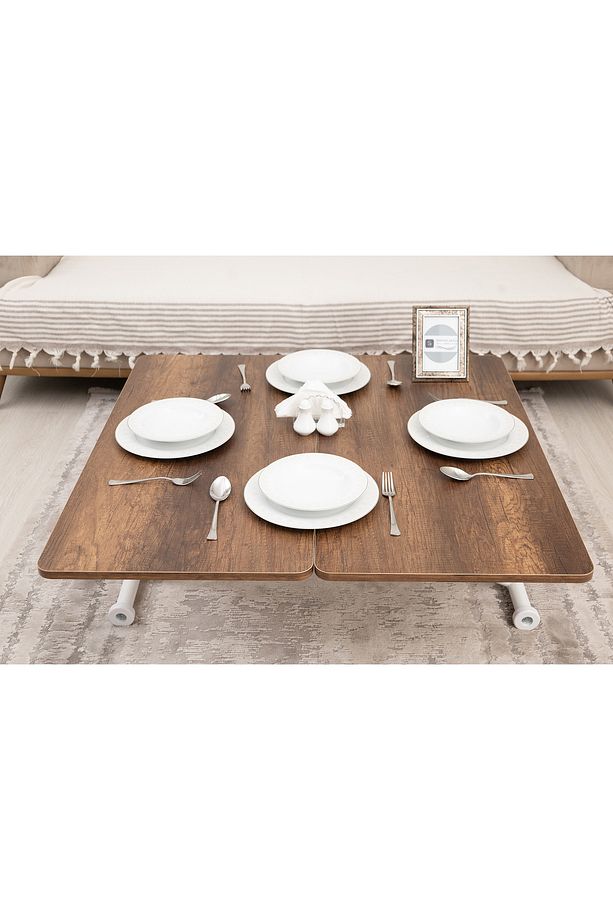 Mini Juppo Üst Tabla Mdf Barok Koyu Ceviz Oval Köşe Alt Ayak Beyaz Dışa Kıvrım - 5