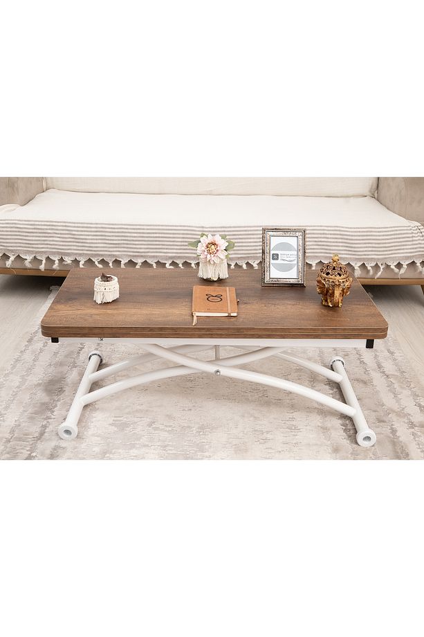 Mini Juppo Üst Tabla Mdf Barok Koyu Ceviz Oval Köşe Alt Ayak Beyaz Dışa Kıvrım - 4