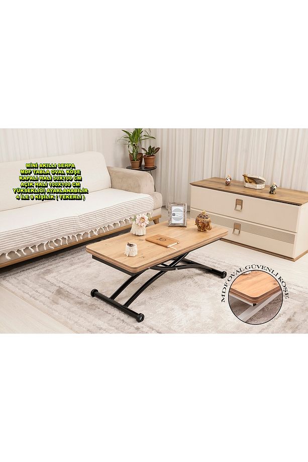 Mini Juppo Üst Tabla Mdf Efesçam Oval Köşe Alt Ayak Siyah Dışa Kıvrım - 1