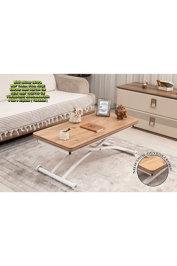 Mini Juppo Üst Tabla Mdf Efesçam Oval Köşe Alt Ayak Beyaz Dışa Kıvrım - 1