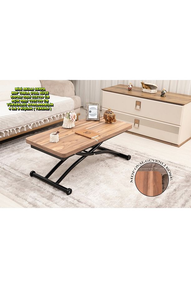 Mini Juppo Üst Tabla Mdf Urartu Oval Köşe Alt Ayak Siyah Dışa Kıvrım - 1