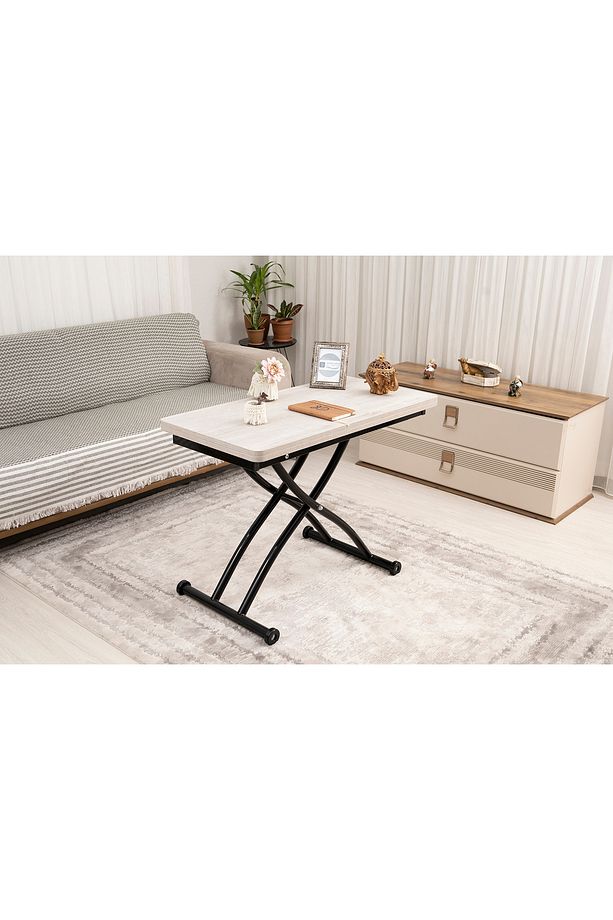 Akıllı Sehpa Mini Juppo Üst Tabla Mdf Lizbon Oval Köşe Alt Ayak Siyah Dışa Kıvrım - 2