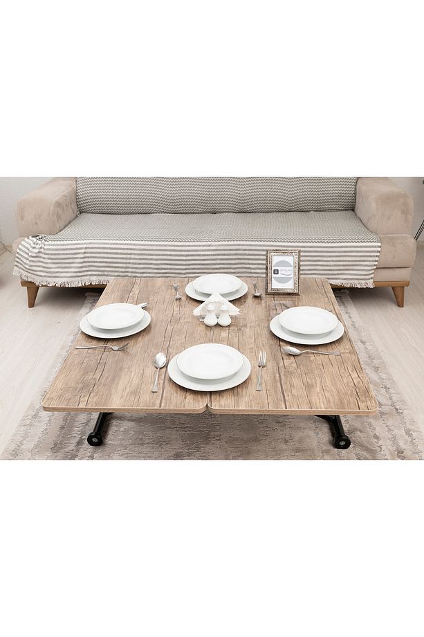 Akıllı Sehpa Mini Juppo Üst Tabla Mdf Antiklayt Oval Köşe Alt Ayak Siyah Dışa Kıvrım - 5