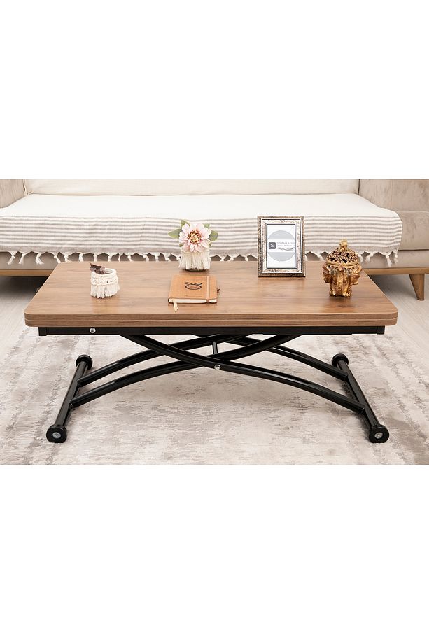Mini Juppo Üst Tabla Mdf Ceviz Oval Köşe Alt Ayak Siyah Dışa Kıvrım - 4