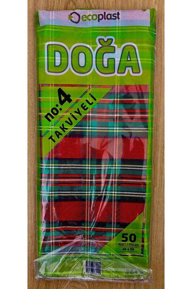 Takviyeli Poşet Ekose Kırmızı 50 Adet No:4 (40x50 Cm) - 3