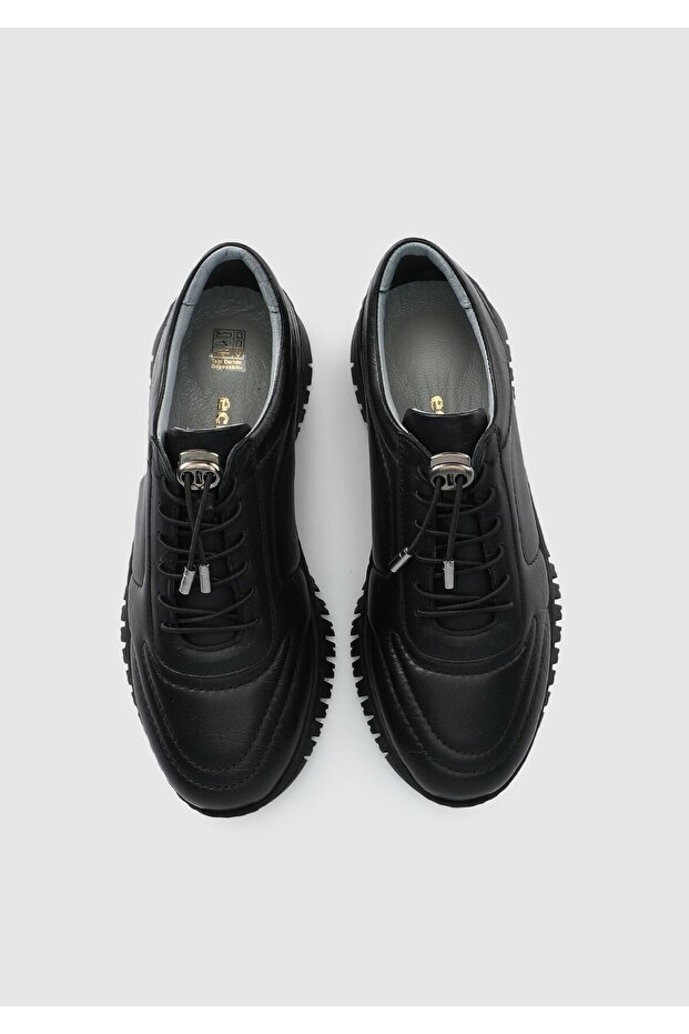 Siyah Deri Kadın Ayakkabı - 5