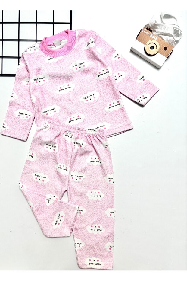 Baby Girl Cloud Printed Long Sleeve Pajamas Set
