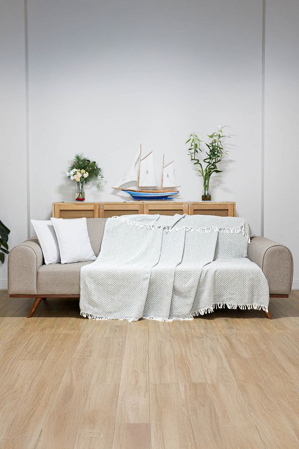 Koltuk Örtüsü 180 X 200 Cm Kanepe Çekyat Divan Berjer Örtüsü Pamuklu Yikanabilir Sade Şal - 5