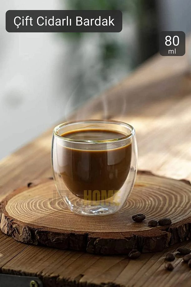 12’li Set Espresso Bardağı 80 ml Kahve Bardağı Çift Cidarlı Bardak Viski Bardağı - 2