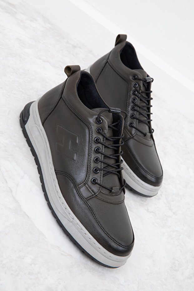 Valódi bőr khaki férfi tornacipő - 20140 - 3