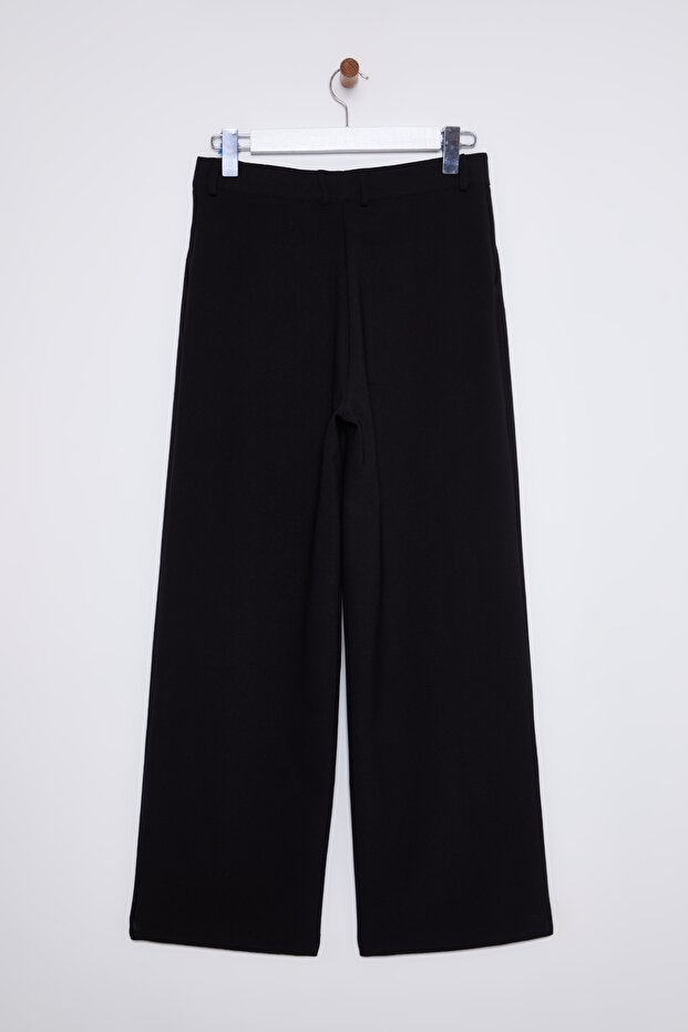 Siyah Düşük Bel Wide Leg/Geniş Paça Dokuma Pantolon TWOSS25PL00025 - 10