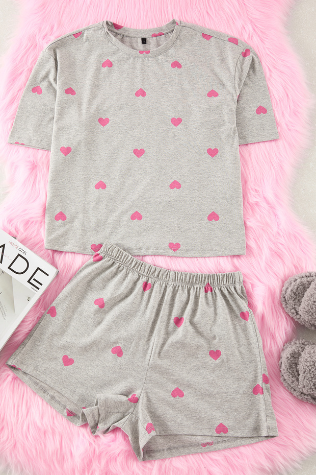 Gri %100 Pamuklu Kalpli Şortlu Örme Pijama Takımı THMSS24PT00029 - 5