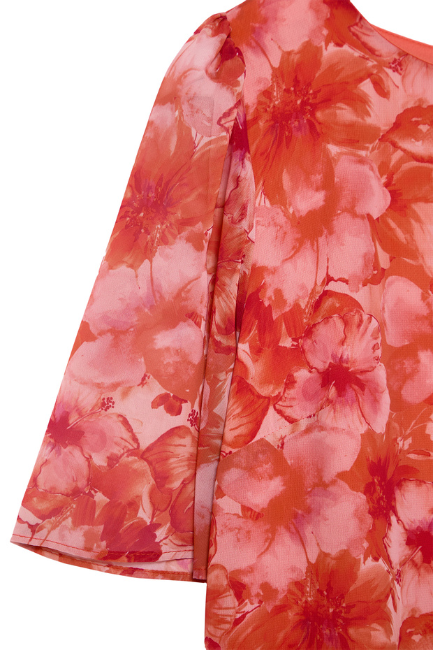 Többszínű virágos A-vonalú Midi szőtt ruha TBBSS23AH00274 - 7