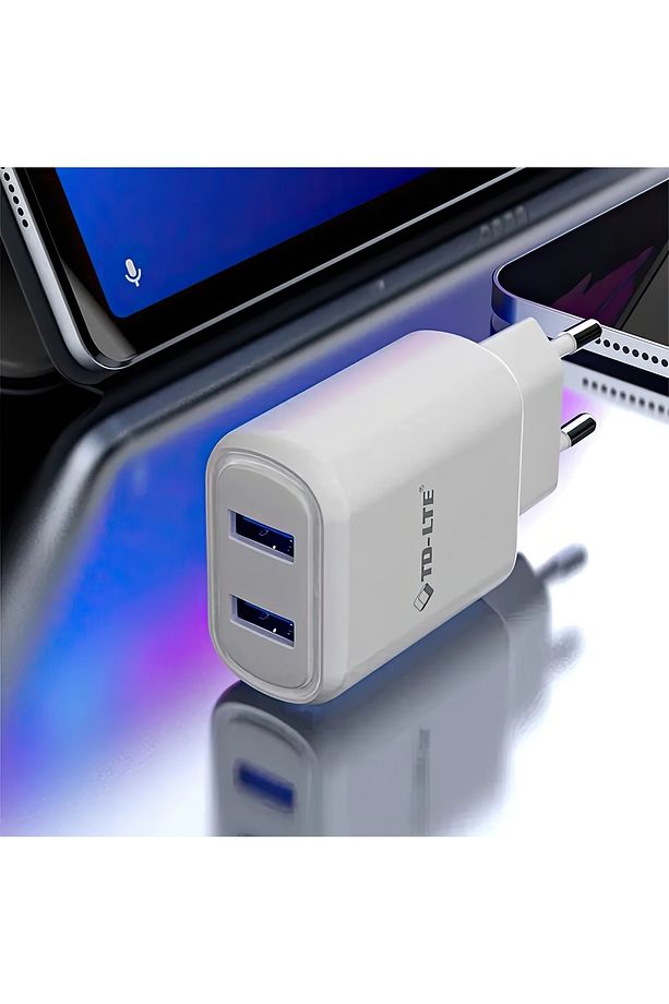 5v 2.4a Çift Usb Çıkışlı Şarj Cihazı 1mt Type-c Kablo. - 2