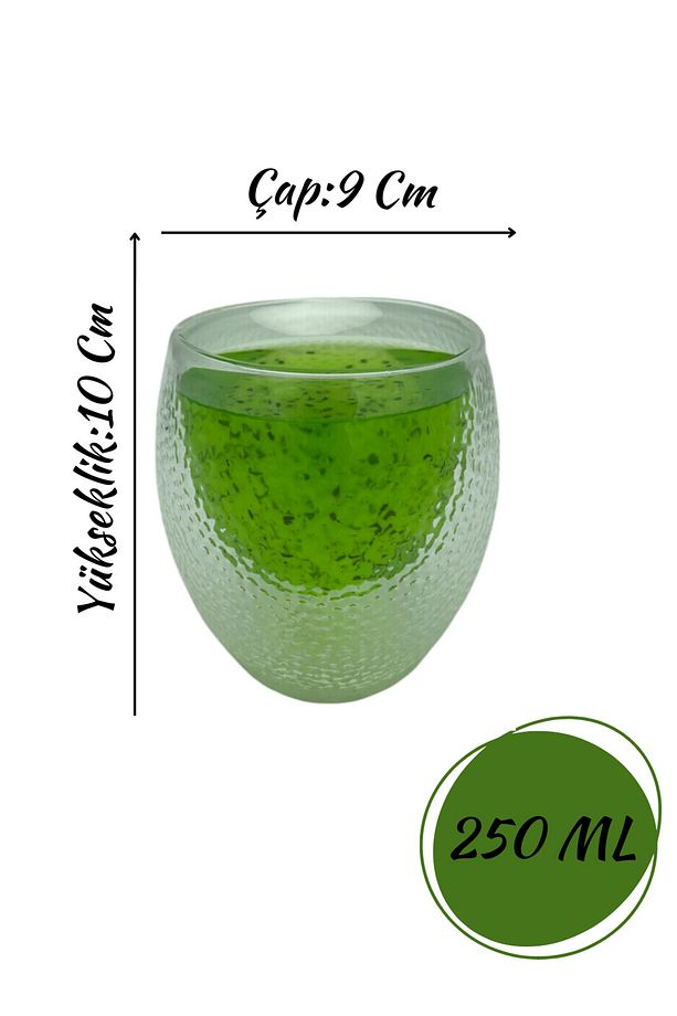 Çift Cidarlı Buzlu Kahve,Latte,Çay Bardağı Seti -250 ML Cam Kupa Seti 3 Adet 2220 - 3