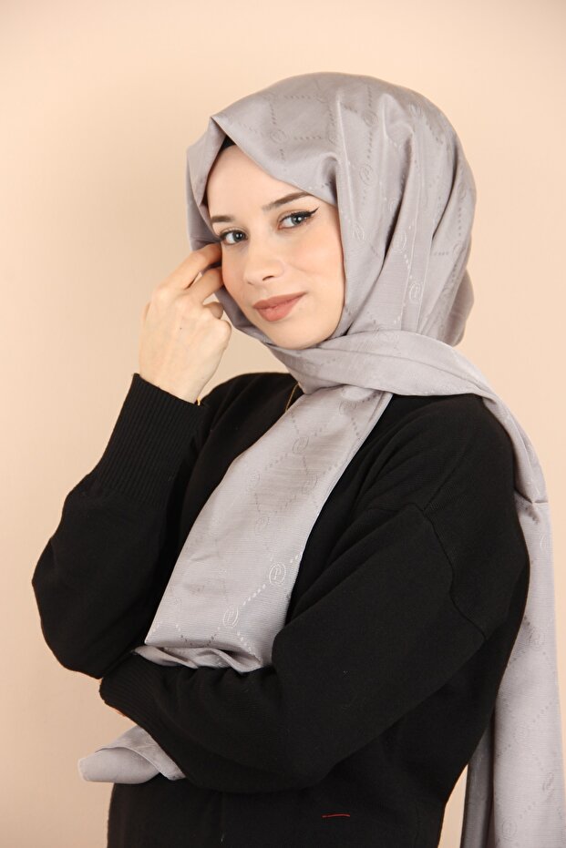 Kül Piramit  Monogram Şal - 3