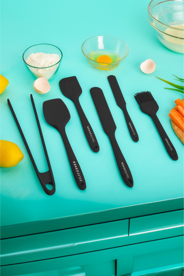 6 Pieces Silicone Cooking Kitchenware Set Pastry Spatula Spoon Egg Brush Tongs Spatula