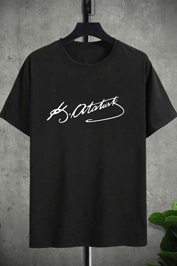 Ataturk Printed Black Short Sleeve T-Shirt