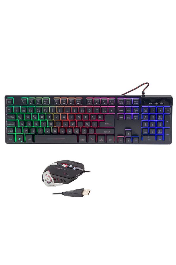 Metal Kasa Rgb Led Işıklı Oyuncu Klavye Mouse Seti Usb Girişli Kablolu Gaming Keyboard-mouse - 2