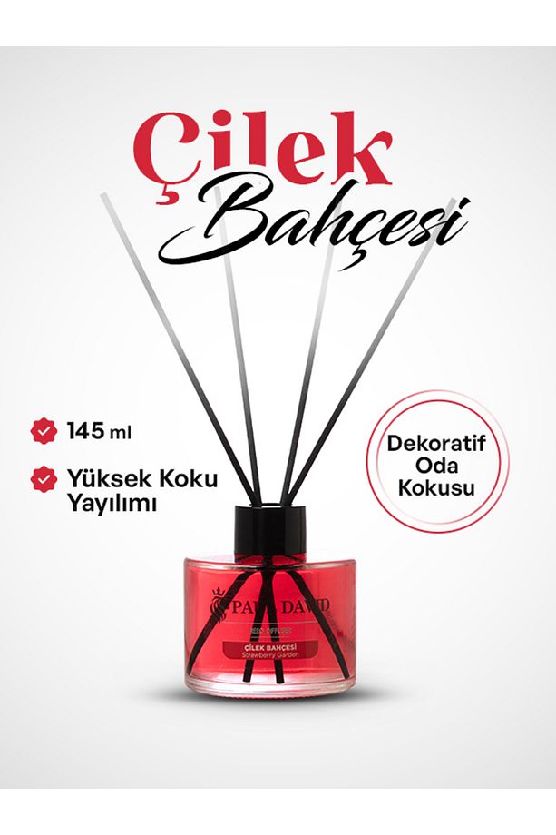 Çilek Bahçesi Yüksek Koku Yayılımlı Dekoratif Bambu Çubuklu Oda Kokusu 145 ml - 4