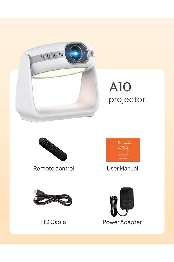 A10 akilli Android 11.0 1080P projektör ile 5G WiFi lamba tasinabilir projektörler 4K destek HD Vido - 3
