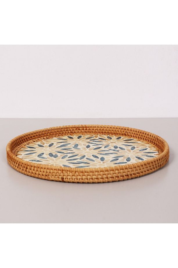 Pearl 35x3 cm Sedefli Rattan Tepsi & Duvar Dekoru - 3
