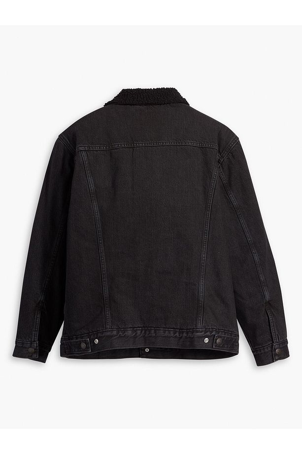 Erkek Siyah Relaxed Fıt Sherpa Trucker Ceket A5784-0005 - 4