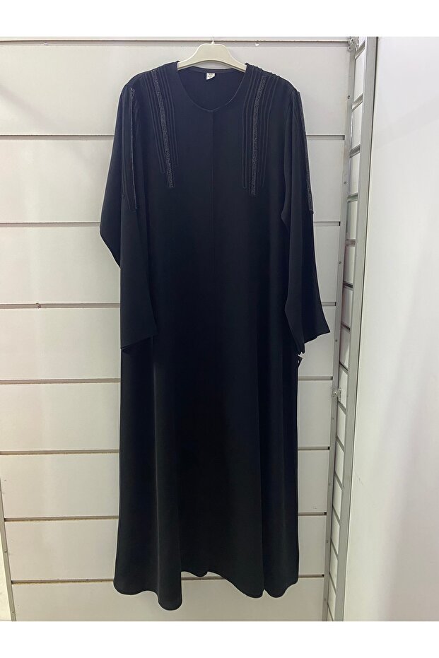 Ferace Hijab Clothing Stylish Abaya with Collar and Shoulder Detail